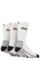 Mens 3 Pair Jeep Cushioned Crew Cotton Sport Socks - White / Grey