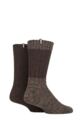Mens 2 Pair Jeep Wool Blend Cable Knit Boot Socks - Brown / Earth