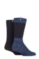 Mens 2 Pair Jeep Wool Blend Cable Knit Boot Socks - Navy / Blue