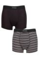 Mens 2 Pack Jeep Striped Fitted Bamboo Trunks - Black / Charcoal