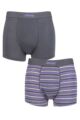 Mens 2 Pack Jeep Striped Fitted Bamboo Trunks - Charcoal / Purple