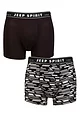 Mens 2 Pack Jeep Camo Printed Bamboo Trunks - Black / Charcoal