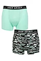Mens 2 Pack Jeep Camo Printed Bamboo Trunks - Cool Grey / Turquoise