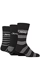 Mens 3 Pair Jeep Striped Wool Blend Thermal Boot Socks - Black / Charcoal