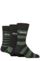 Mens 3 Pair Jeep Striped Wool Blend Thermal Boot Socks - Black / Green