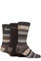 Mens 3 Pair Jeep Cotton Rich Cushioned Boot Socks - Brown / Earth