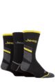 Mens 3 Pair Jeep Workwear Boot Socks - Black / Charcoal / Yellow