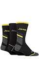 Mens 3 Pair Jeep Workwear Boot Socks - Black / Charcoal / Yellow