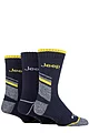 Mens 3 Pair Jeep Workwear Boot Socks - Navy / Grey / Yellow
