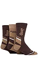 Mens 3 Pair Jeep Performance Poly Cotton Boot Socks - Brown / Earth / Tan