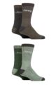 Mens 4 Pair Jeep Marl Regenerated Cotton Boot Socks - Green / Charcoal