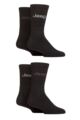 Mens 4 Pair Jeep Plain Regenerated Cotton Boot Socks - Black / Black