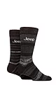 Mens 2 Pair Jeep Thermal Striped Boot Socks - Striped Black / Charcoal