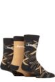 Mens 3 Pair Jeep Camo Cotton Boot Socks - Khaki / Stone