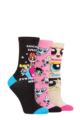 Ladies 3 Pair SOCKSHOP Powerpuff Girls Cotton Socks - Assorted