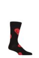 Mens and Ladies 1 Pair Happy Socks Jumbo Smiley Heart Socks - Black