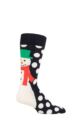 Mens and Ladies 1 Pair Happy Socks Jumbo Snowman Socks - Multi