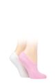 Ladies 2 Pair SOCKSHOP Wild Feet Plain Cushioned Bamboo Shoe Liners - Pink / White