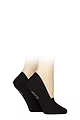 Womens 2 Pair SOCKSHOP Wildfeet Bamboo Loafer Liner Socks - Black