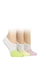 Women's 3 Pair SOCKSHOP Wildfeet Plain Bamboo Half-Cushioned Shoe Liner Socks - White Lime / Yellow