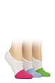 Women's 3 Pair SOCKSHOP Wildfeet Plain Bamboo Half-Cushioned Shoe Liner Socks - White Pink / Blue