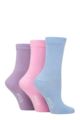 Ladies 3 Pair Wild Feet Plain Bamboo Socks - Purple / Pink / Blue