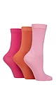 Women's 3 Pair Wildfeet Plain Bamboo Socks - Pink / Orange