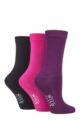 Ladies 3 Pair Wild Feet Plain Bamboo Socks - Purple / Pink