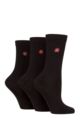 Women's 3 Pair SOCKSHOP Wildfeet Bamboo Embroidered Crew Socks - Floral