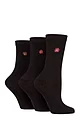 Women's 3 Pair SOCKSHOP Wildfeet Bamboo Embroidered Crew Socks - Floral