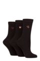 Women's 3 Pair SOCKSHOP Wildfeet Bamboo Embroidered Crew Socks - Hearts