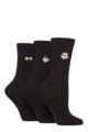 Women's 3 Pair SOCKSHOP Wildfeet Bamboo Embroidered Crew Socks - Reading