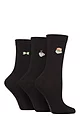 Women's 3 Pair SOCKSHOP Wildfeet Bamboo Embroidered Crew Socks - Reading
