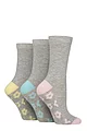 Women's 3 Pair SOCKSHOP Wildfeet Patterned Bamboo Socks - Floral Light Grey
