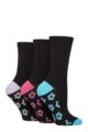Women's 3 Pair SOCKSHOP Wildfeet Patterned Bamboo Socks - Floral Black