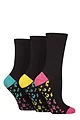 Women's 3 Pair SOCKSHOP Wildfeet Patterned Bamboo Socks - Sole Animal Print