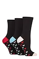 Women's 3 Pair SOCKSHOP Wildfeet Patterned Bamboo Socks - Sole Hearts