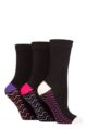 Ladies 3 Pair SOCKSHOP Wildfeet Patterned Bamboo Socks - Chevron Footbed Black / Pink