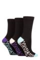 Ladies 3 Pair SOCKSHOP Wildfeet Patterned Bamboo Socks - Animal Footbed Purple / Light Pink / Blue
