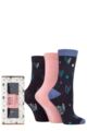 Ladies 3 Pair SOCKSHOP Wildfeet Bamboo Gift Box - Leafy Heart