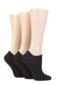 Ladies 3 Pair Wild Feet Plain and Contrast Heel Trainer Socks - Black