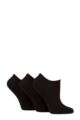 Ladies 3 Pair Wild Feet Plain, Patterned and Contrast Heel Bamboo Trainer Socks - Black
