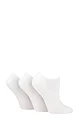 Women's 3 Pair Wildfeet Plain, Patterned and Contrast Heel Bamboo Trainer Socks - White