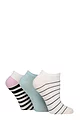 Women's 3 Pair Wildfeet Plain, Patterned and Contrast Heel Bamboo Trainer Socks - White Stripe