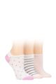 Ladies 3 Pair Wild Feet Plain, Patterned and Contrast Heel Bamboo Trainer Socks - White Spots / Stripes / Plain