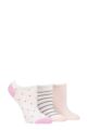 Ladies 3 Pair Wildfeet Plain, Patterned and Contrast Heel Bamboo Trainer Socks - White Spots / Stripes / Plain