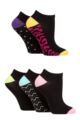 Ladies 5 Pair SOCKSHOP Wildfeet Patterned Bamboo Trainer Socks - Patterned Soles Black