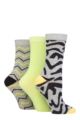 Ladies 3 Pair SOCKSHOP Wildfeet Patterned Bamboo Socks - Animal Print Light Grey