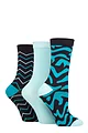Women's 3 Pair SOCKSHOP Wildfeet Patterned Bamboo Socks - Animal Print Navy