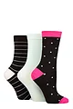 Women's 3 Pair SOCKSHOP Wildfeet Patterned Bamboo Socks - Polka Dot Black
